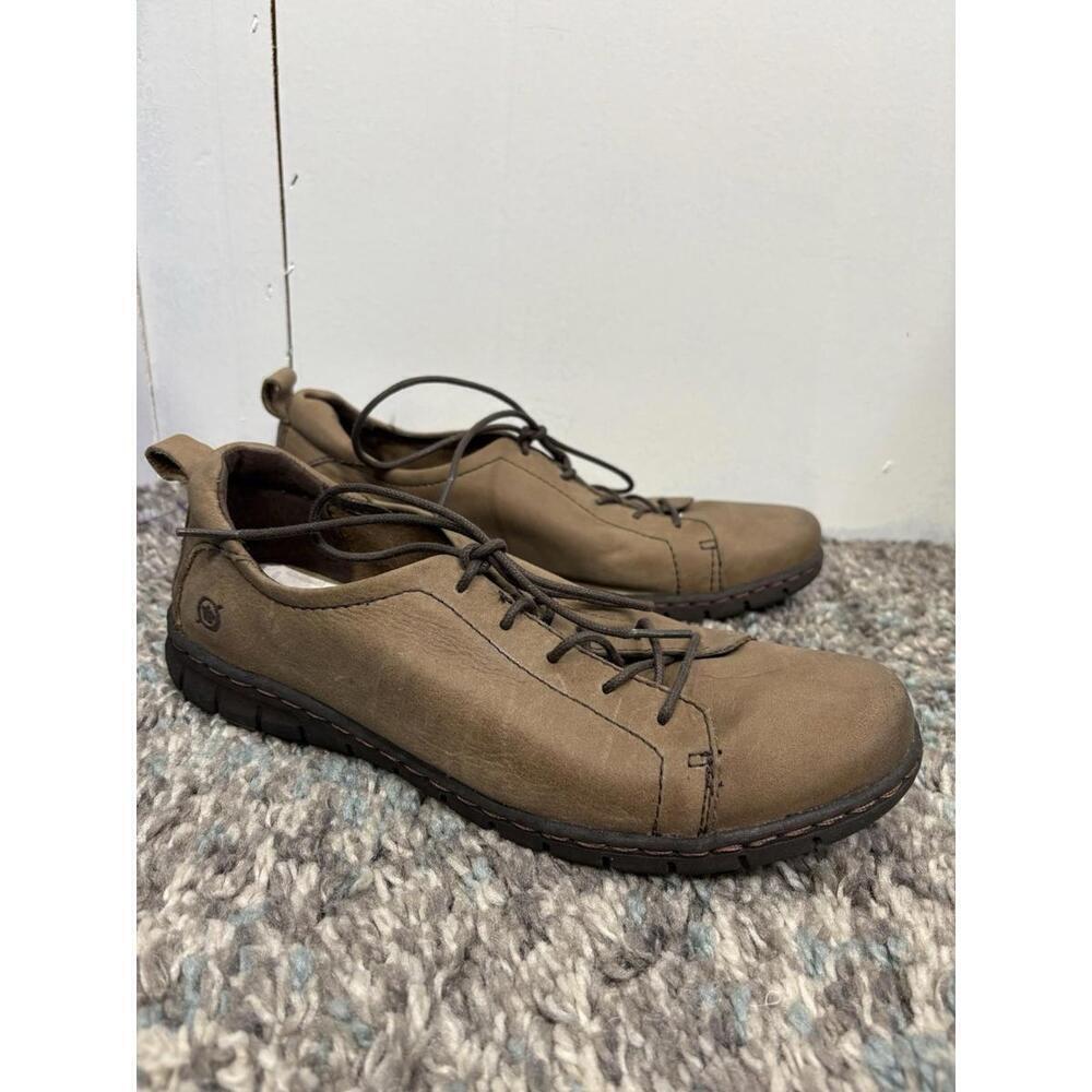 Born Shoes Womens 8 Kester Leather Sneaker Brown Taupe Lace Up Low Top Oxford